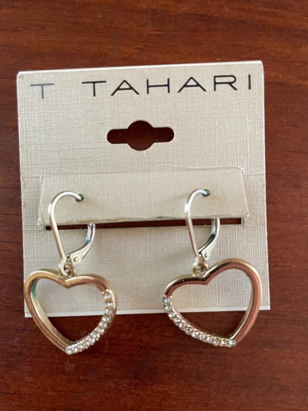 T Tahari Heart Earrings with Faux Diamonds